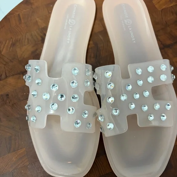 Chinese Laundry Charli light pink vinyl Jelly Sandals Size 11 - Picture 1 of 8